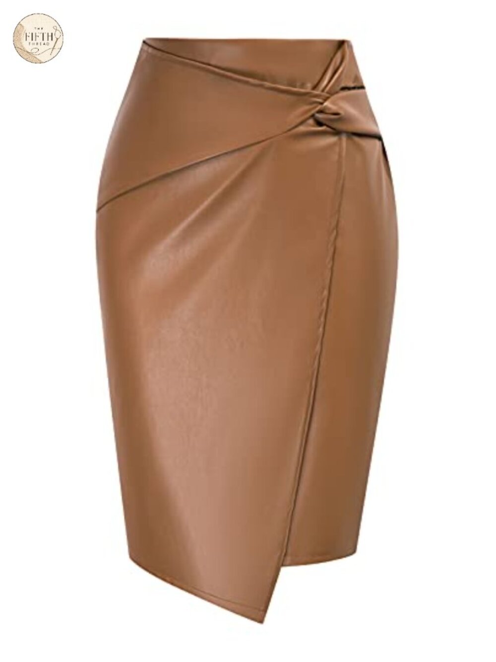 Faux Leather Midi Skirt High Waist Wrap Pencil Business Casual